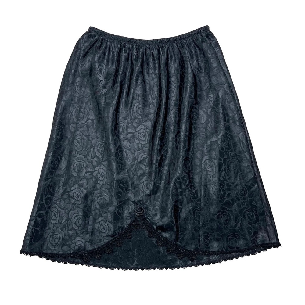 Christian Dior Silk Rose Print Skirt Black